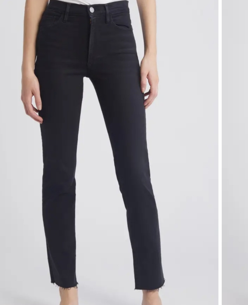 ANTHROPOLGIE Frame Denim "Le High-Rise" Straight Fit Black Jeans Sz 34